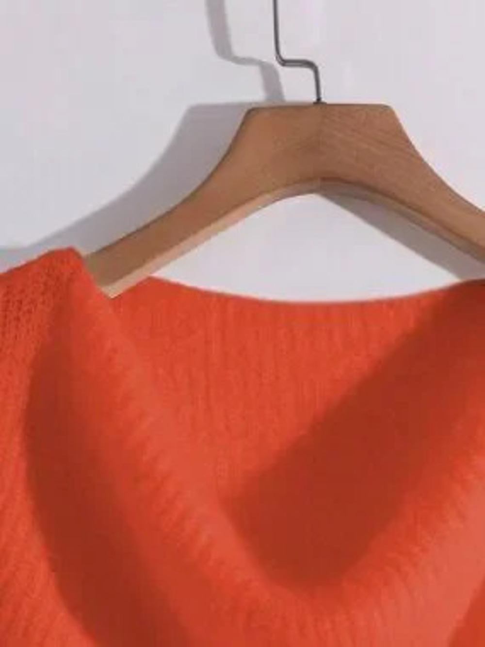 Orange Casual Women's Flared Sleeve Asymmetrical Hem Knit Sweater